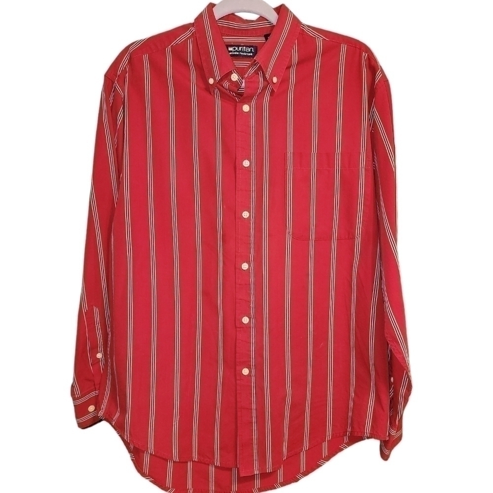 Puritan size medium long sleeve button down shirt